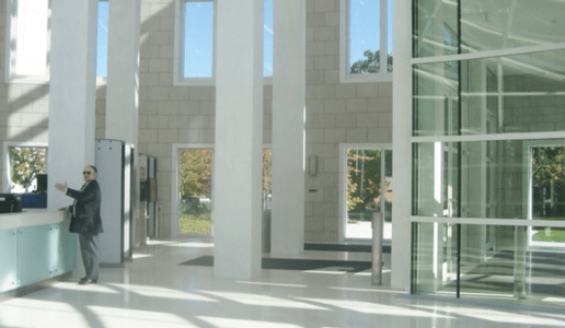 Light and Open Glass Courthouse Facade