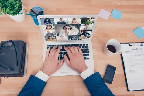 Manager using videoconferencing