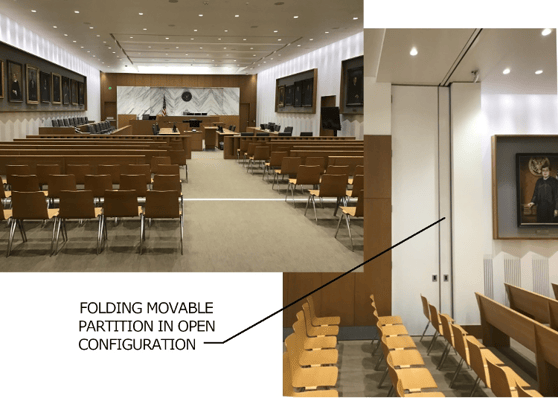 Courtroom movable partition