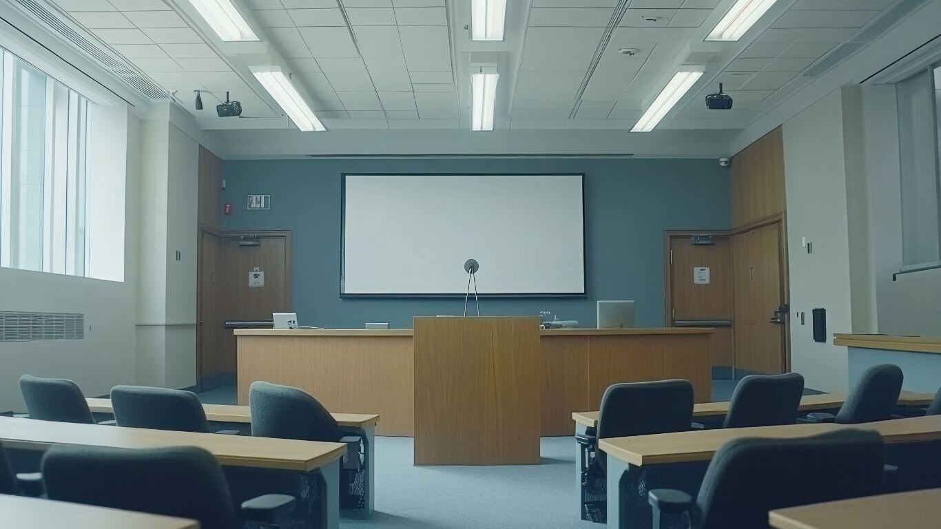 Hybrid Courthouse with projector screen