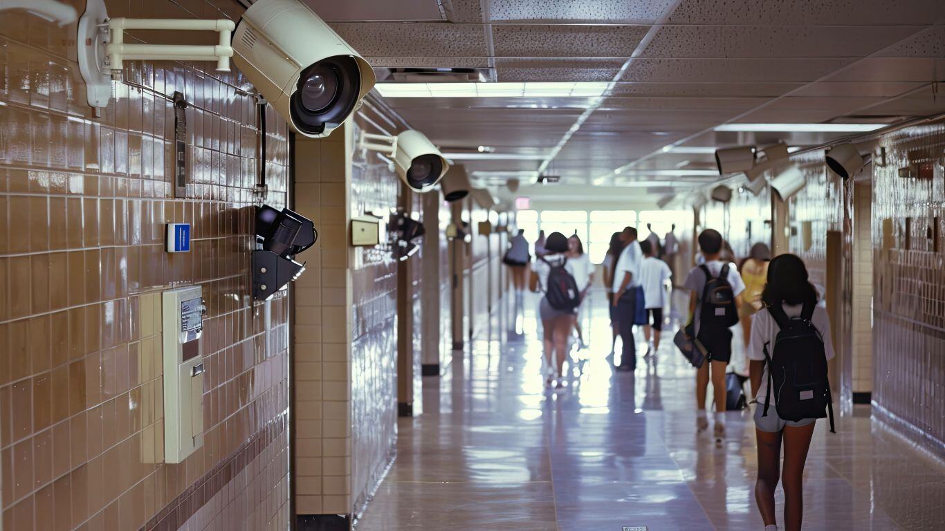 Multi layers of school security to include cameras in the hallway