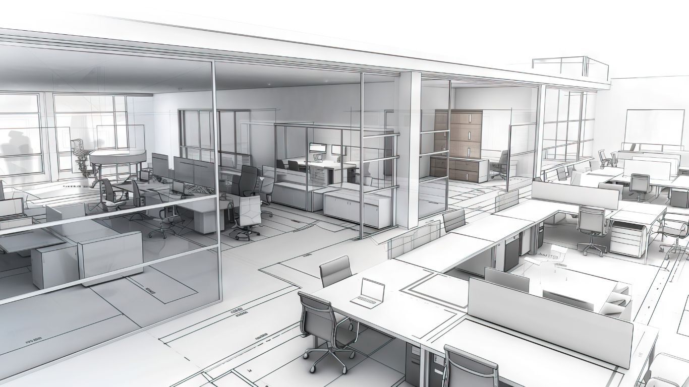 Sketch of a modern day office